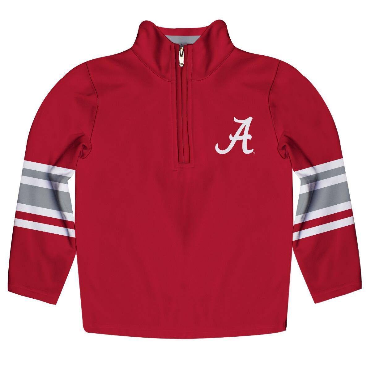 Vive La Fete Alabama Crimson Tide Vive La Fete Game Day Red Fleece Quarter Zip Pullover Stripes on Sleeves NALA1_ATQZ47 5205