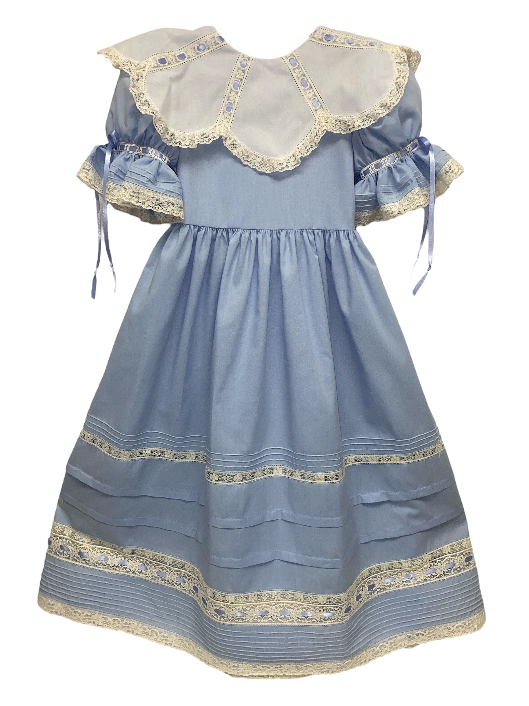 Treasured Memories Periwinkle & Ecru Waisted Dress 5602 5110 7