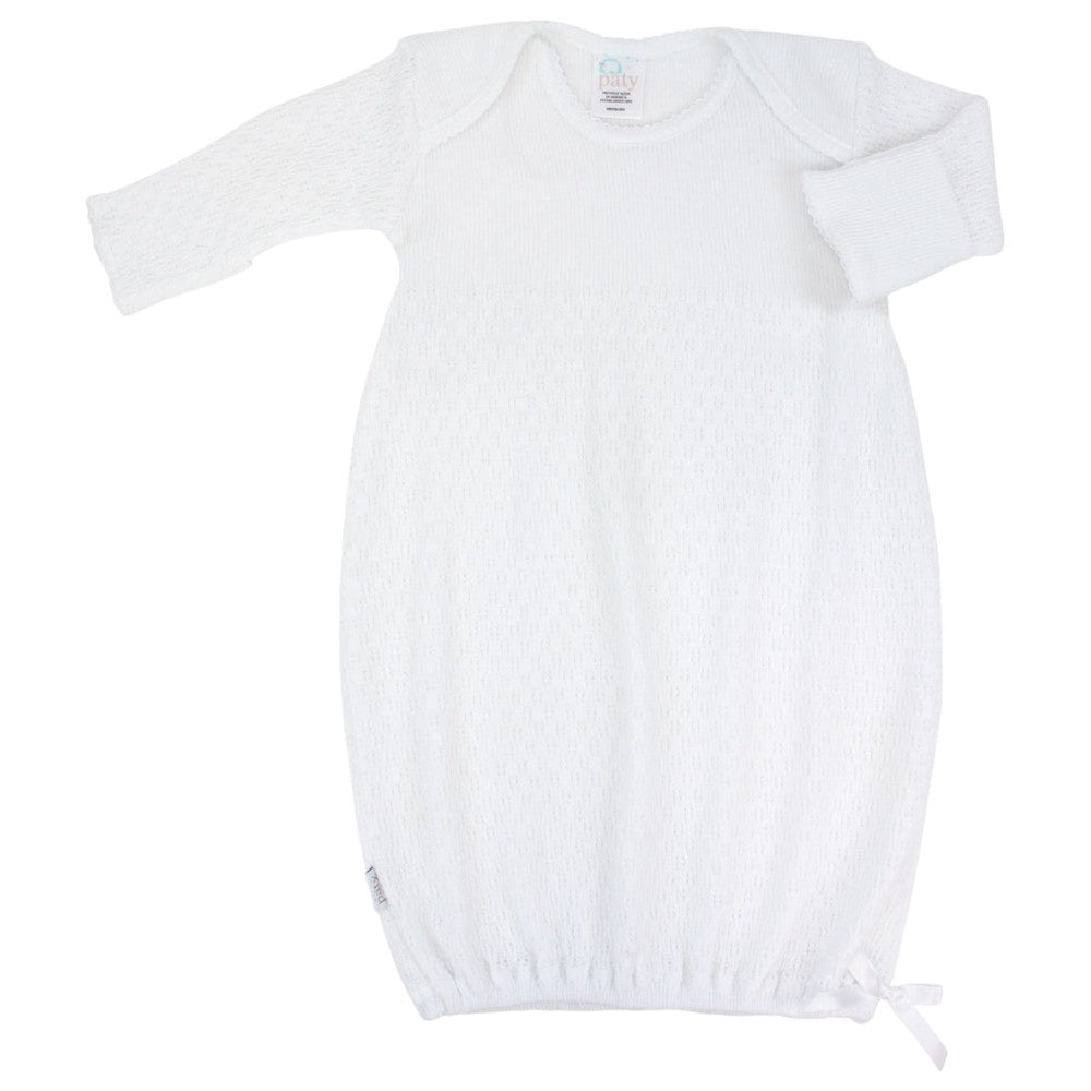 Paty Knit Overlap Shoulder Gown - No Bow - White main image 1