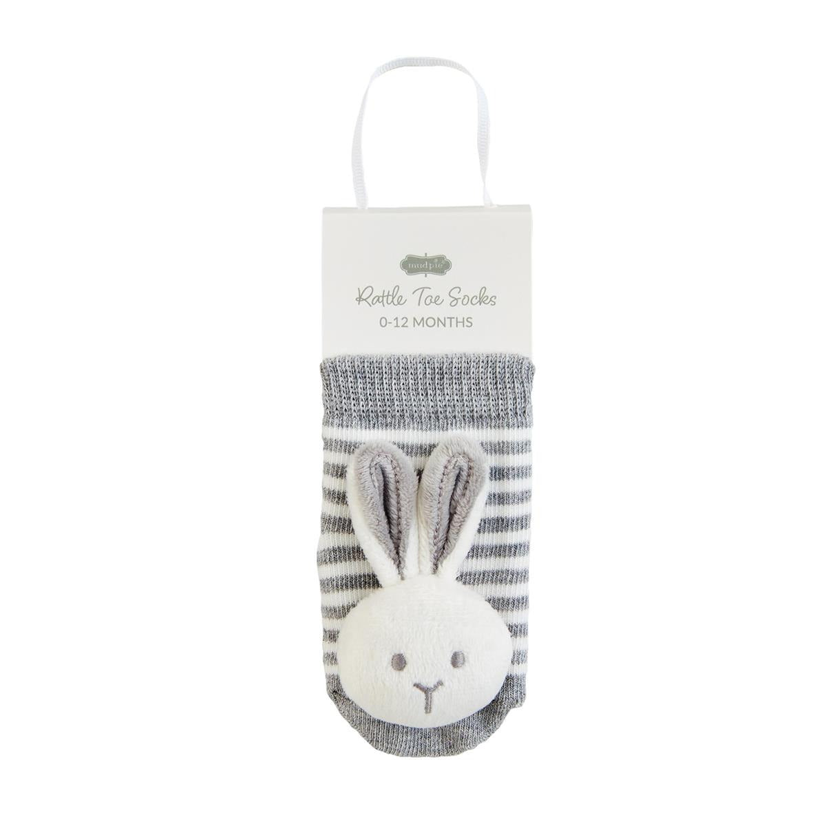 Mud Pie Bunny Rattle Toe Socks 0-12M