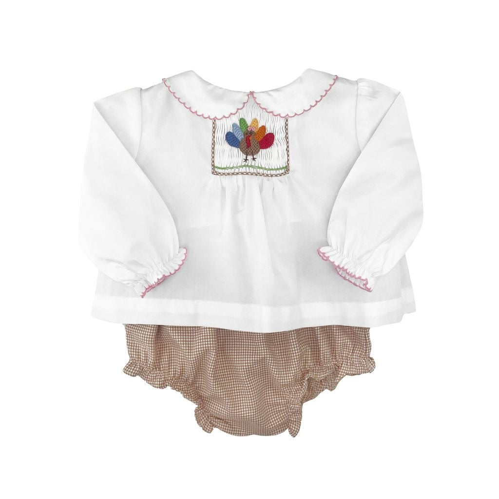 Petit Ami Diaper Set W/Hand Smocking Turkey 5208