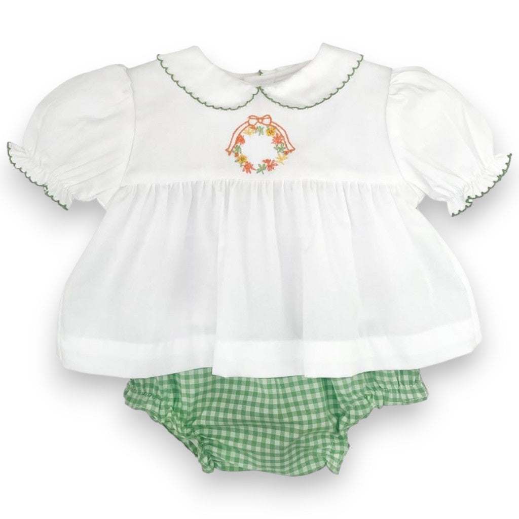 Petit Ami Diaper Set W/Hand Emb Fall Wreath 1328 5307