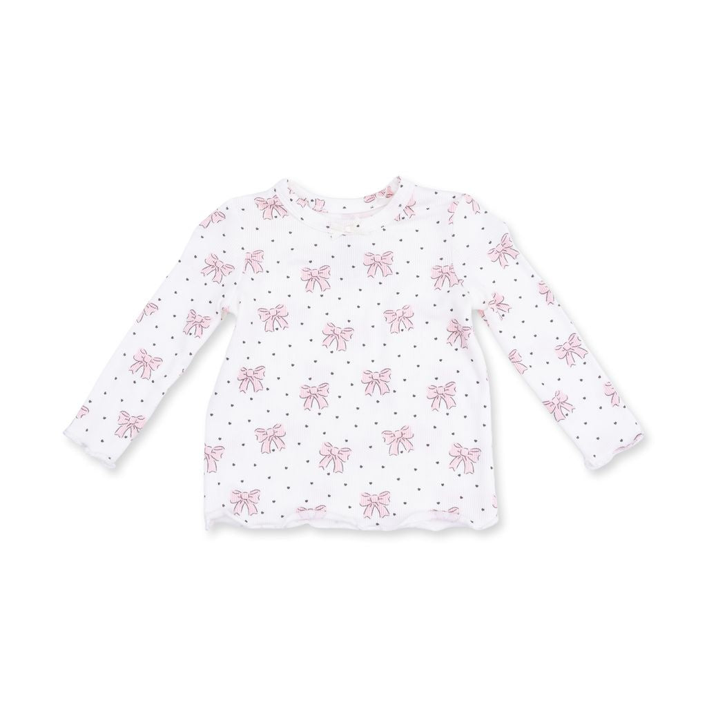 Angel Dear Long Sleeve Lettuce Edge Tunic Top Bows and Hearts 1381-F26-BAH 5308
