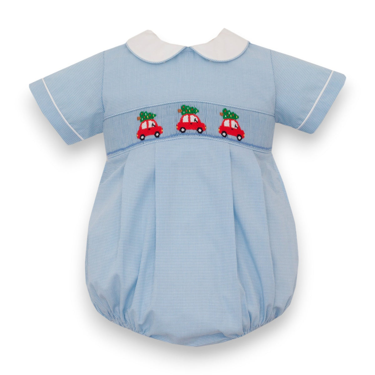 Petit Bebe X'Mas Tree Boy's Blue Microcheck Boy's Short Bubble 141BB-MH26 5310