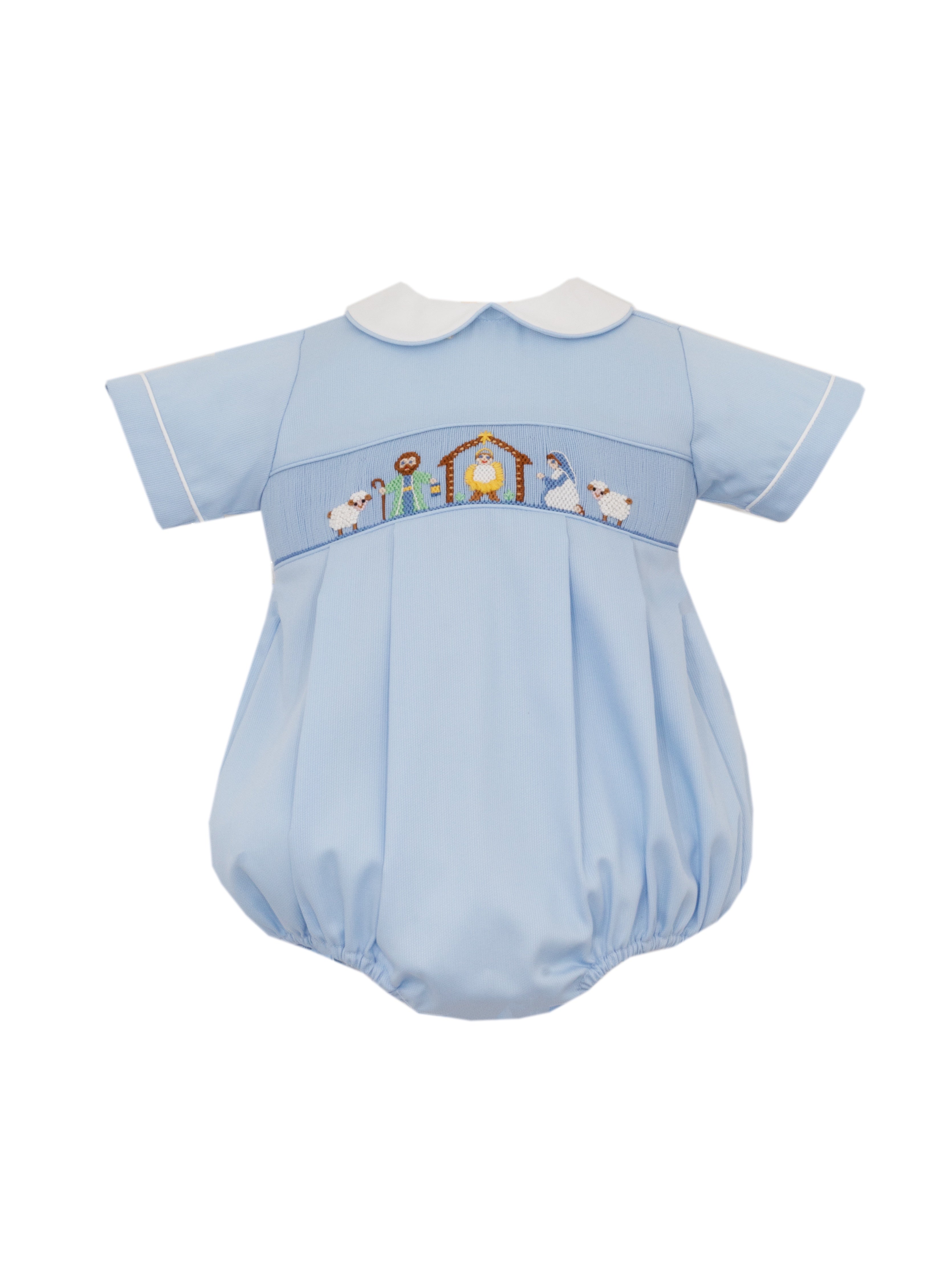 Petit Bebe Nativity Boy's Blue Pique Bubble S/S 142BB-MH25 5211