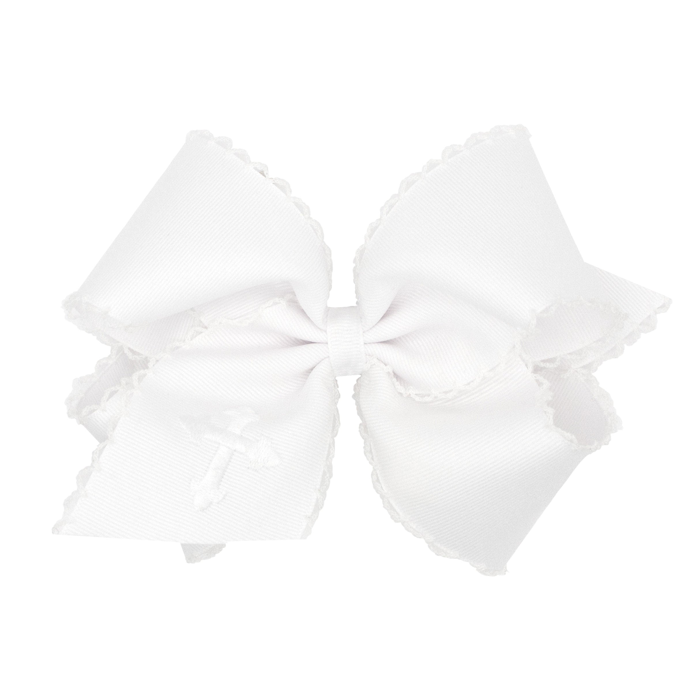 Wee Ones King Grosgrain Bow w/ Embroidery & Moonstitch Edge