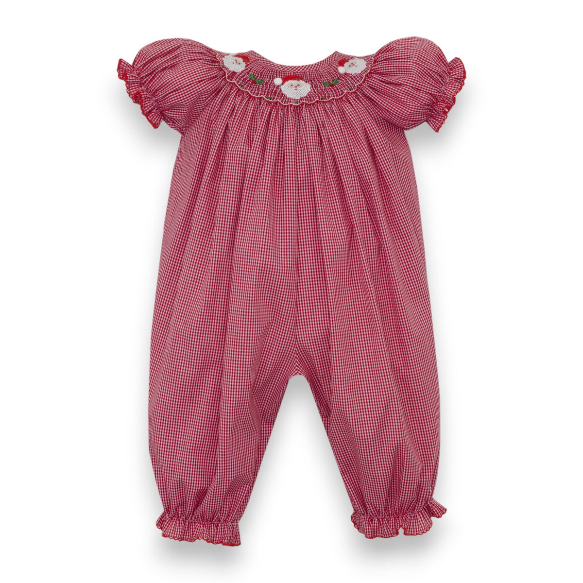 Petit Bebe Santa's Face Red Gingham Long Bishop Bubble S/S 145F2-MH26 5310