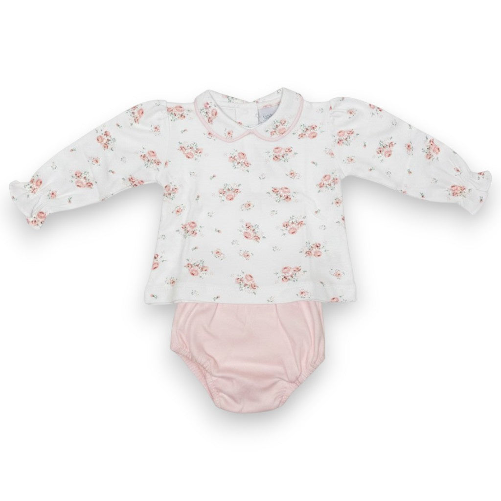 Squiggles L/S Diaper Set Peter Pan Collar 386/Rose 5307