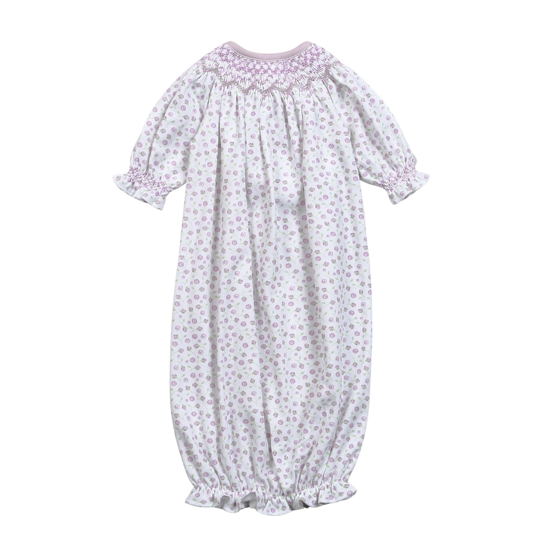 Baby Loren Lyn Purple Floral Pima Hand Smocked Bishop Gown LYN -519 5107