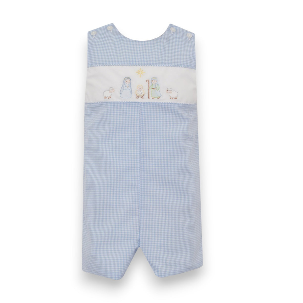 Anavini Nativity Lt Blue Gingham Boy's Short Jon Jon 203K-BH26 5310