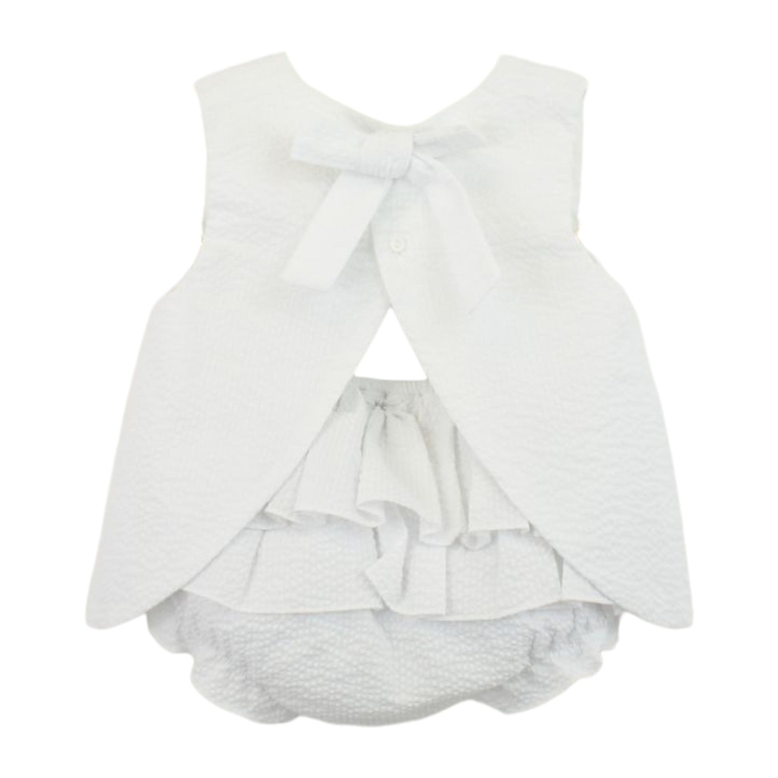 Petit Ami White Popover Top W/Ruffle Bloomer 2081/3081 5212