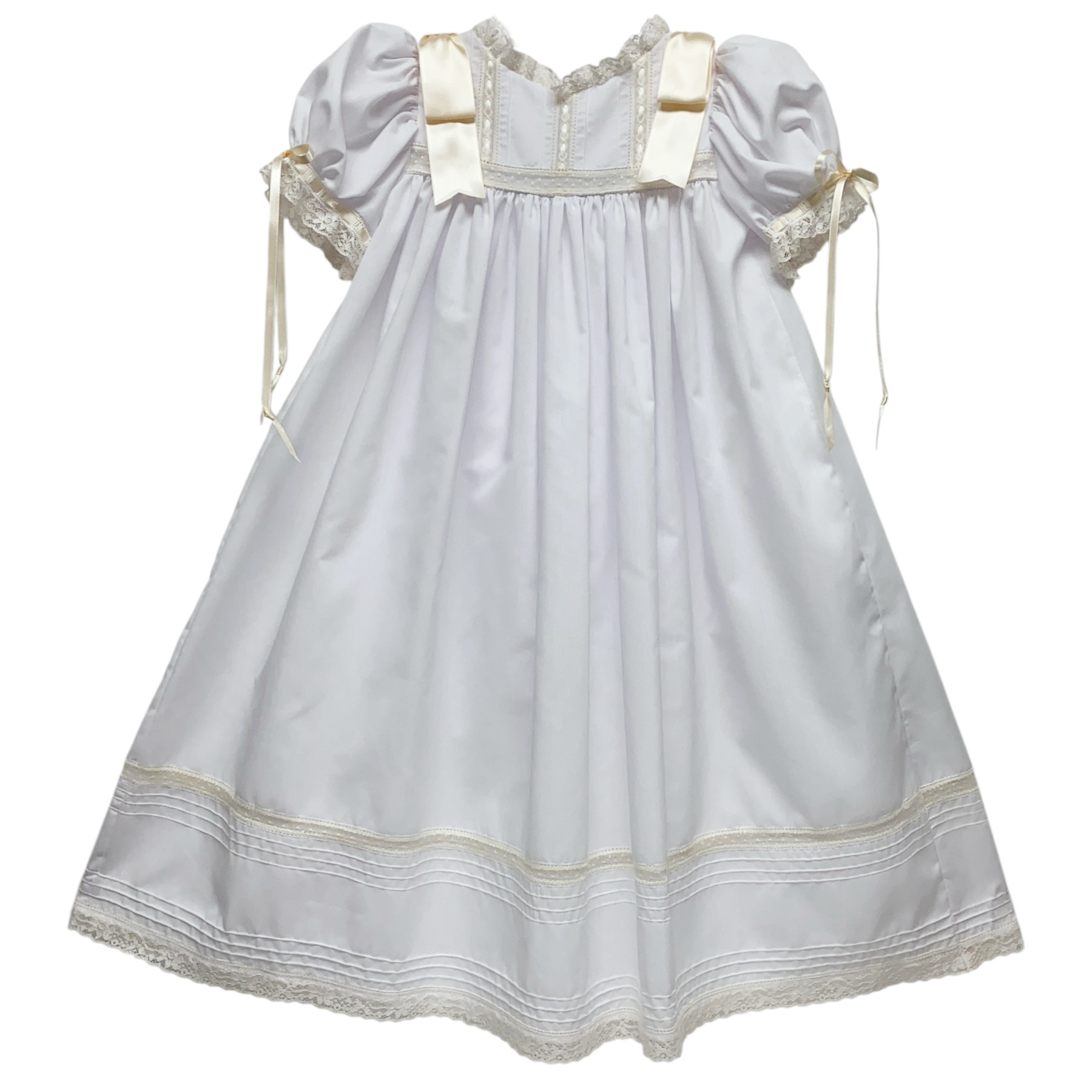 Treasured Memories White Dress W/Ecru Lace & Ribbon XXX10