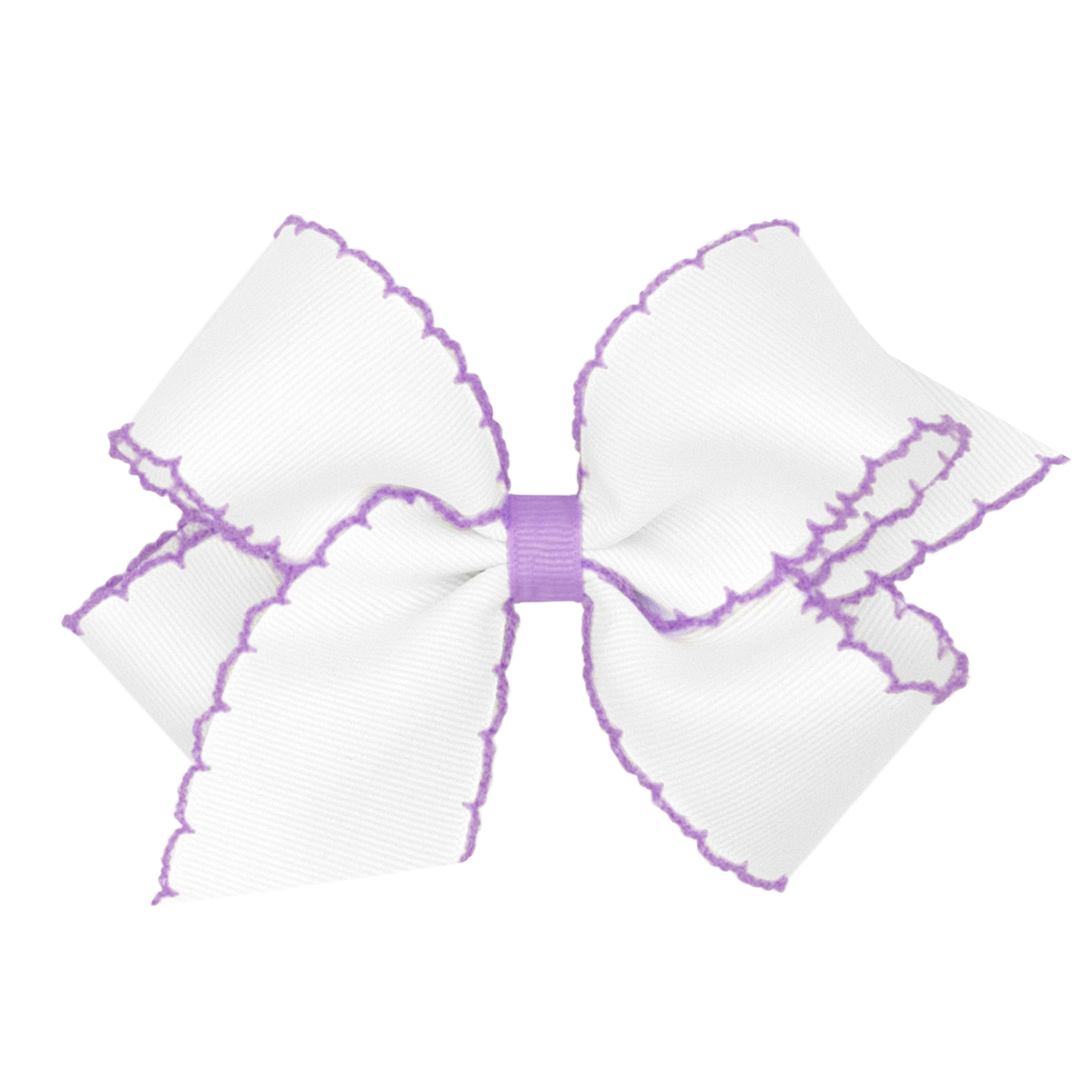 Wee Ones Moonstitch Grosgrain Hair Bow w/ Contrasting Wrap