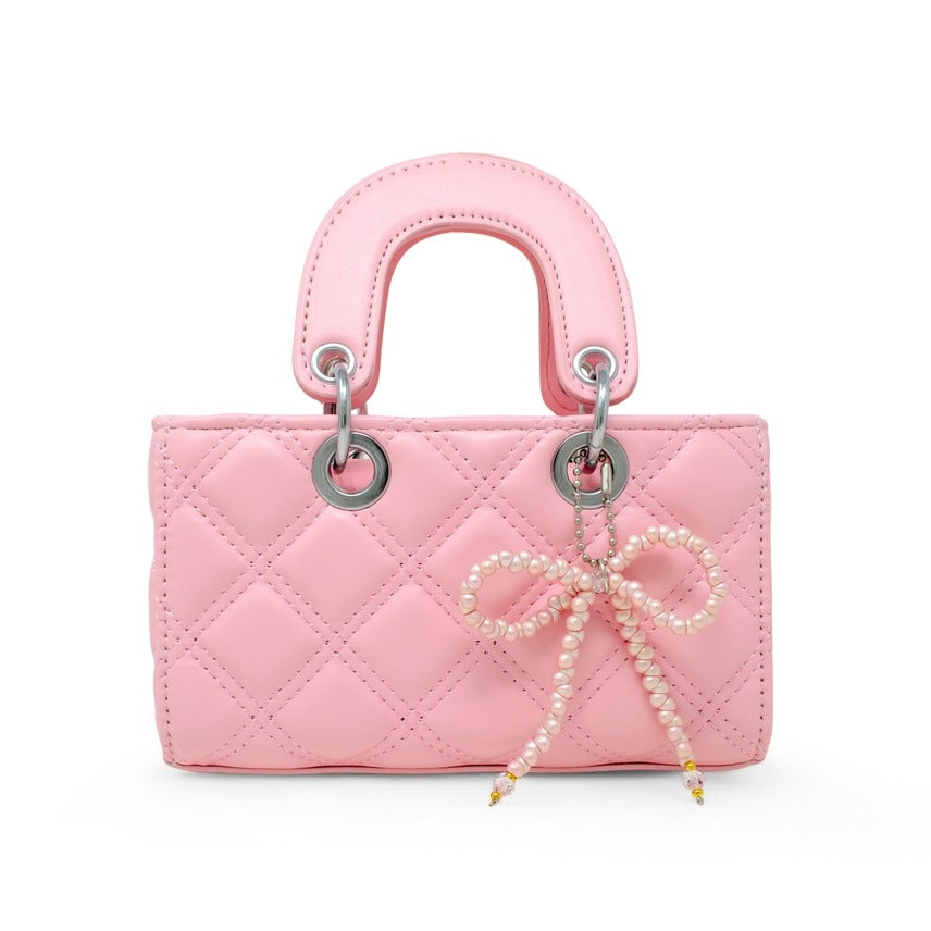 Tiny Treats Quilted Rectangle Bow Charm Handbag