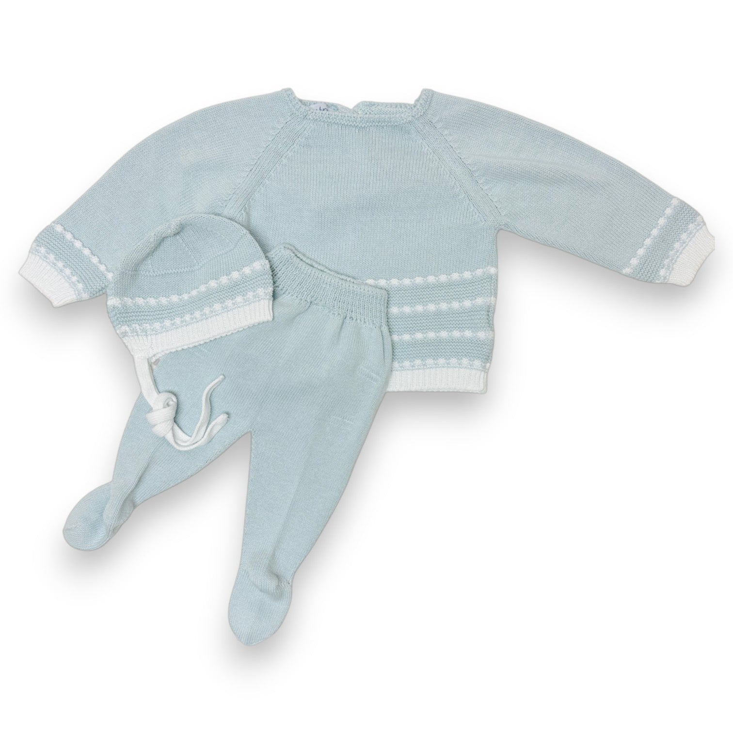 Mi Lucero Footed Stripe Baby Boy 3 pc Set Light Blue/White 5308