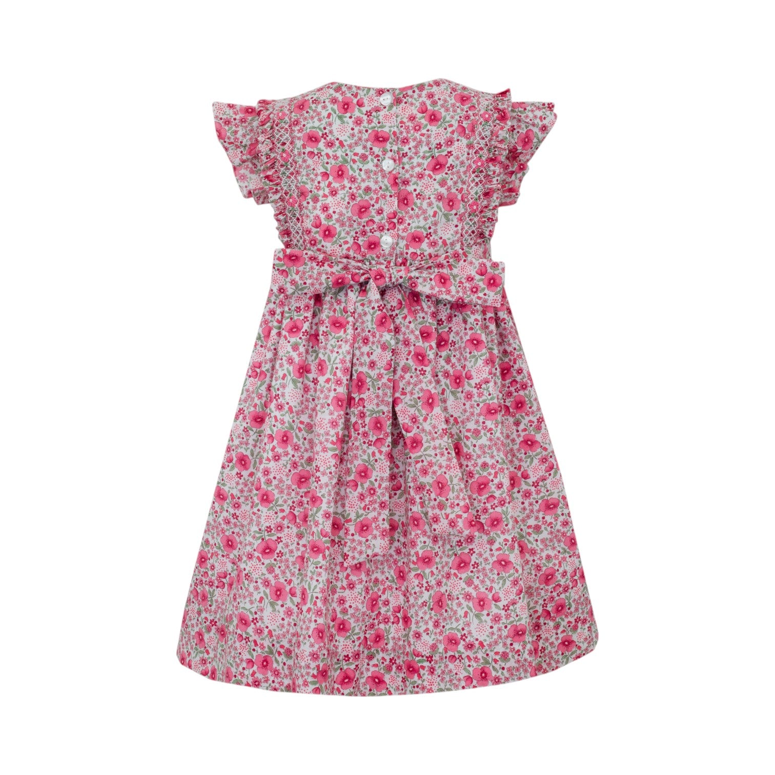 Claire & Charlie Girl's Dress W/Smocked Ruffles Pink Roses Print 3004D-CS26 5303