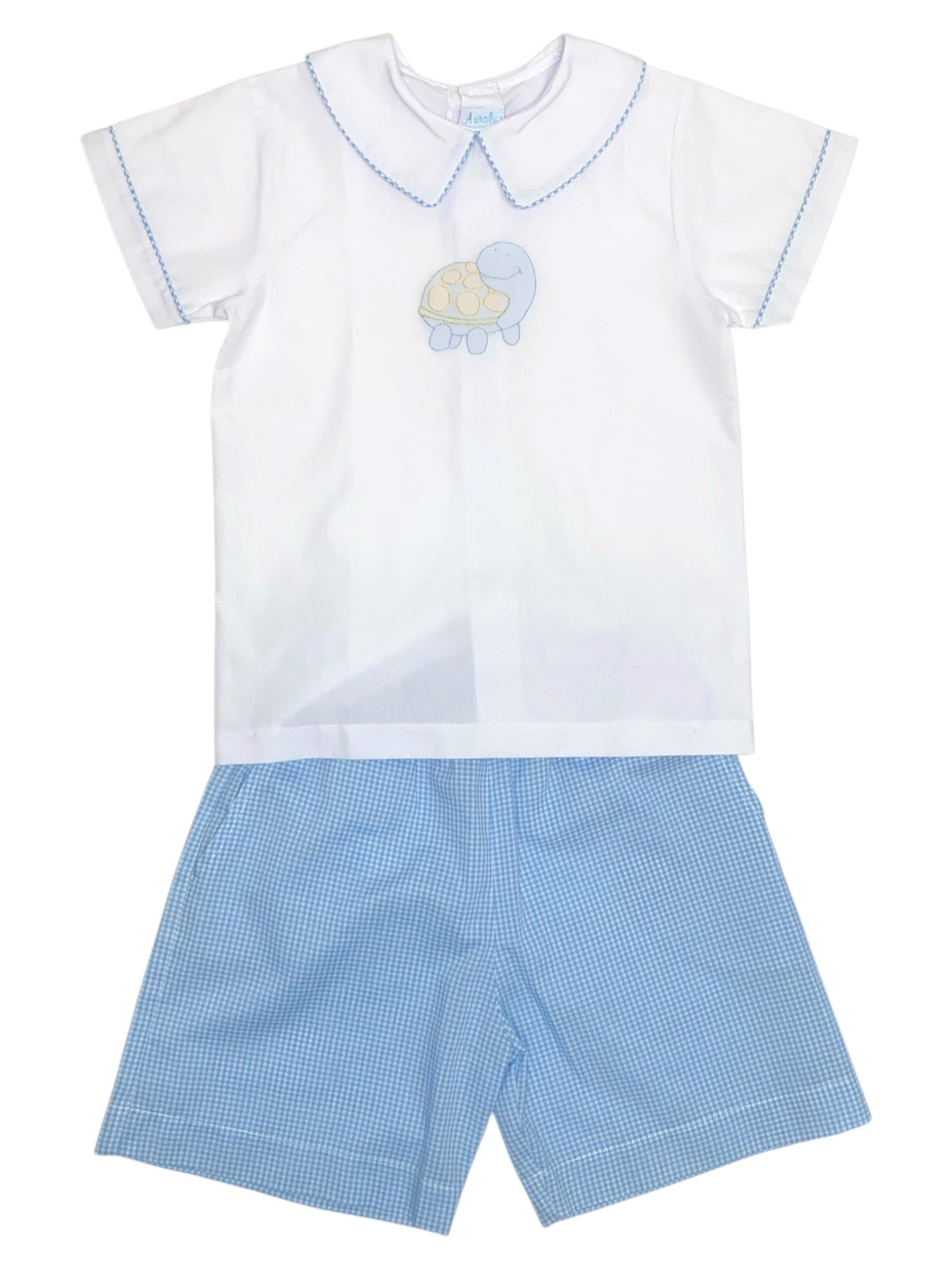 Auraluz Blue Check 2pc Boy W/Turtle 5818BB 5202