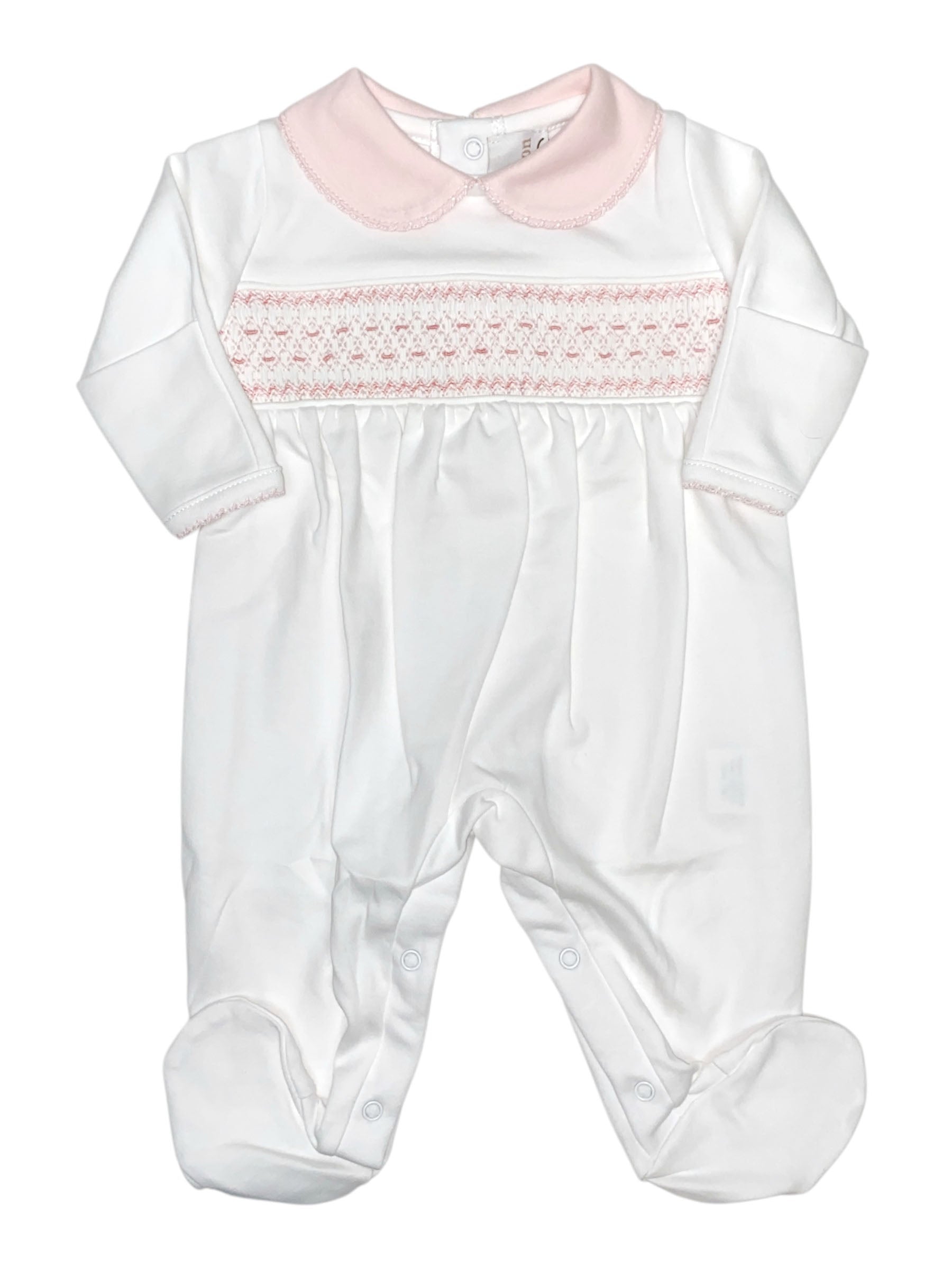 Miocotton White Footie W/Smocking NB 5203