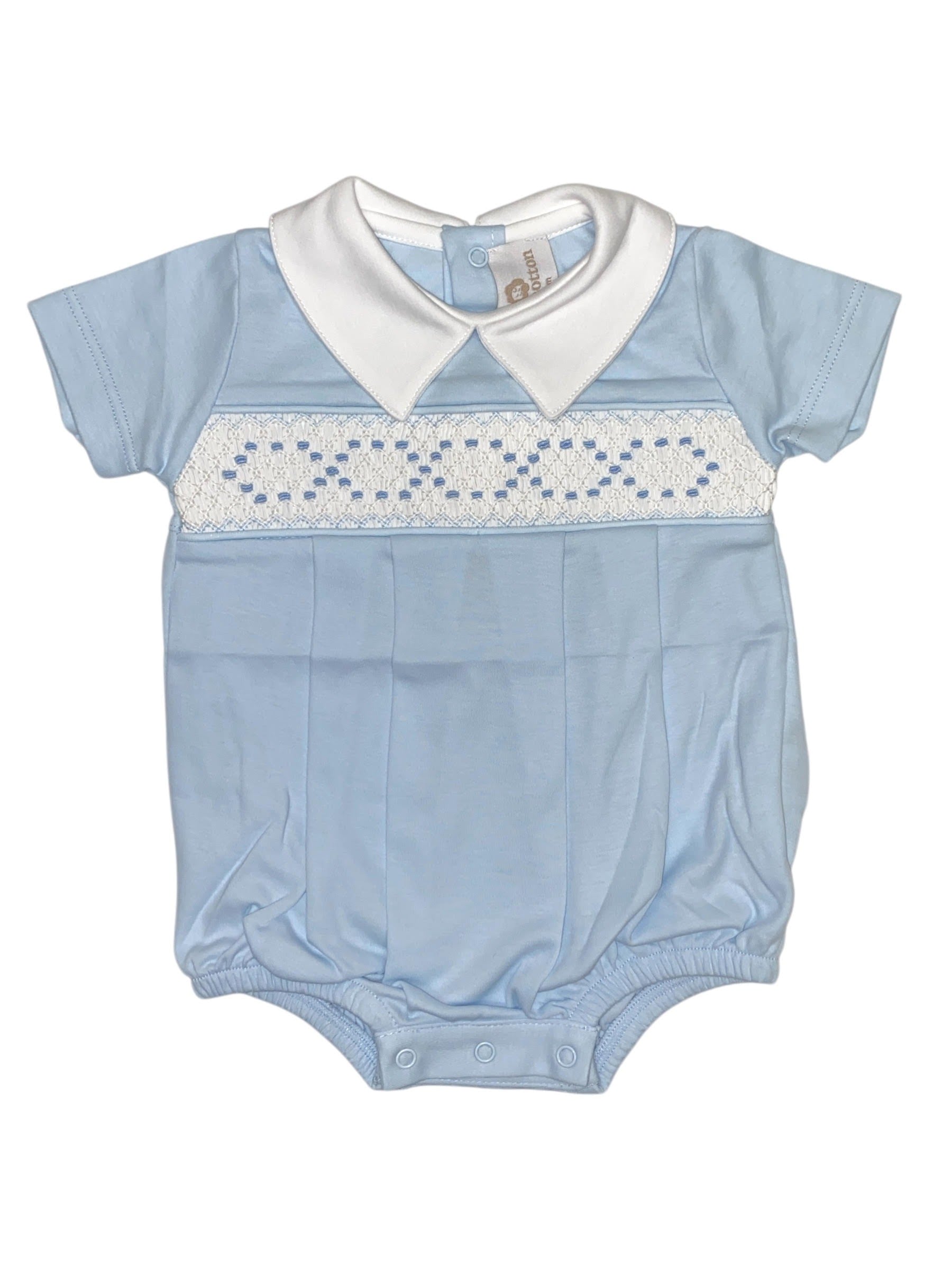 Miocotton Light Blue Hand Smocked Bubble 5203