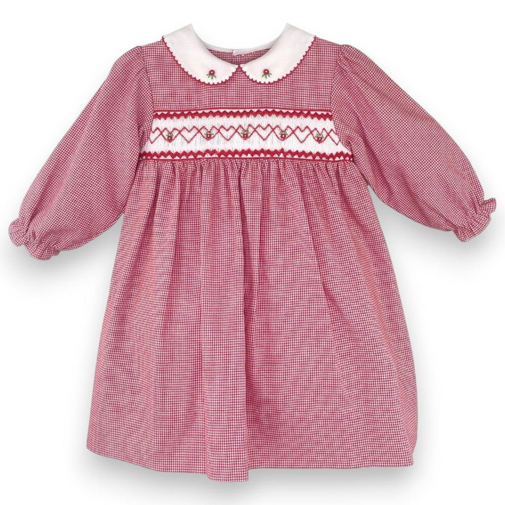 Petit Ami Red Gingham Dress/Bloomer Corded Geometric Heart Smocking 3344/4344 5307