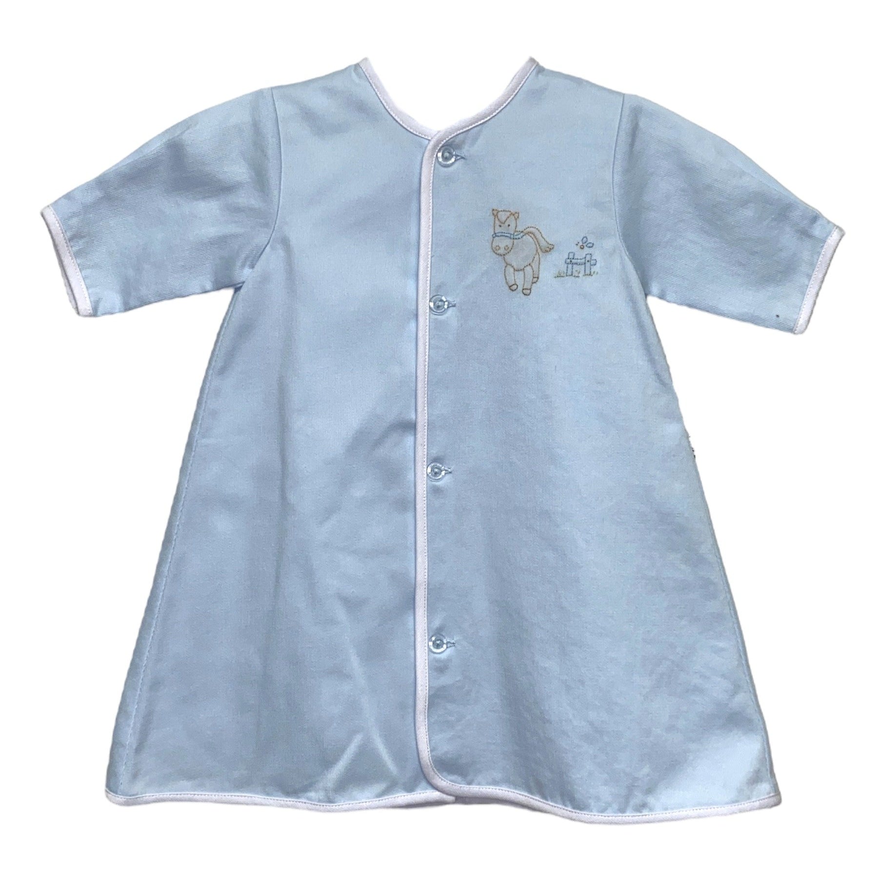 Auraluz Pique Daygown With White Binding Trim W/Shadow Emb 3330 5207