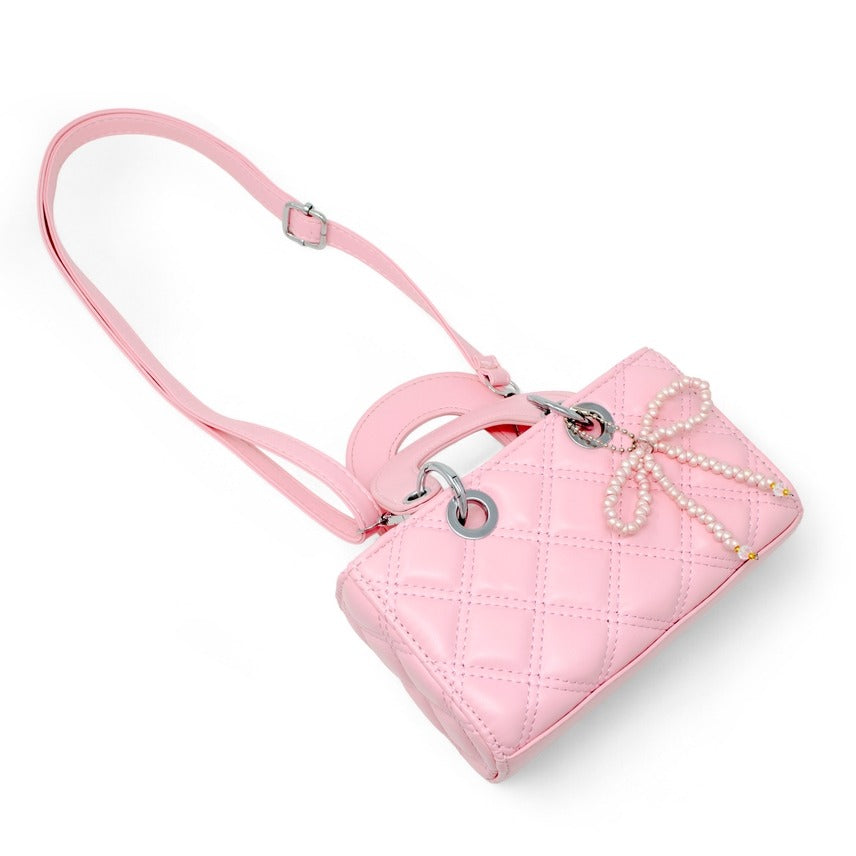 Tiny Treats Quilted Rectangle Bow Charm Handbag