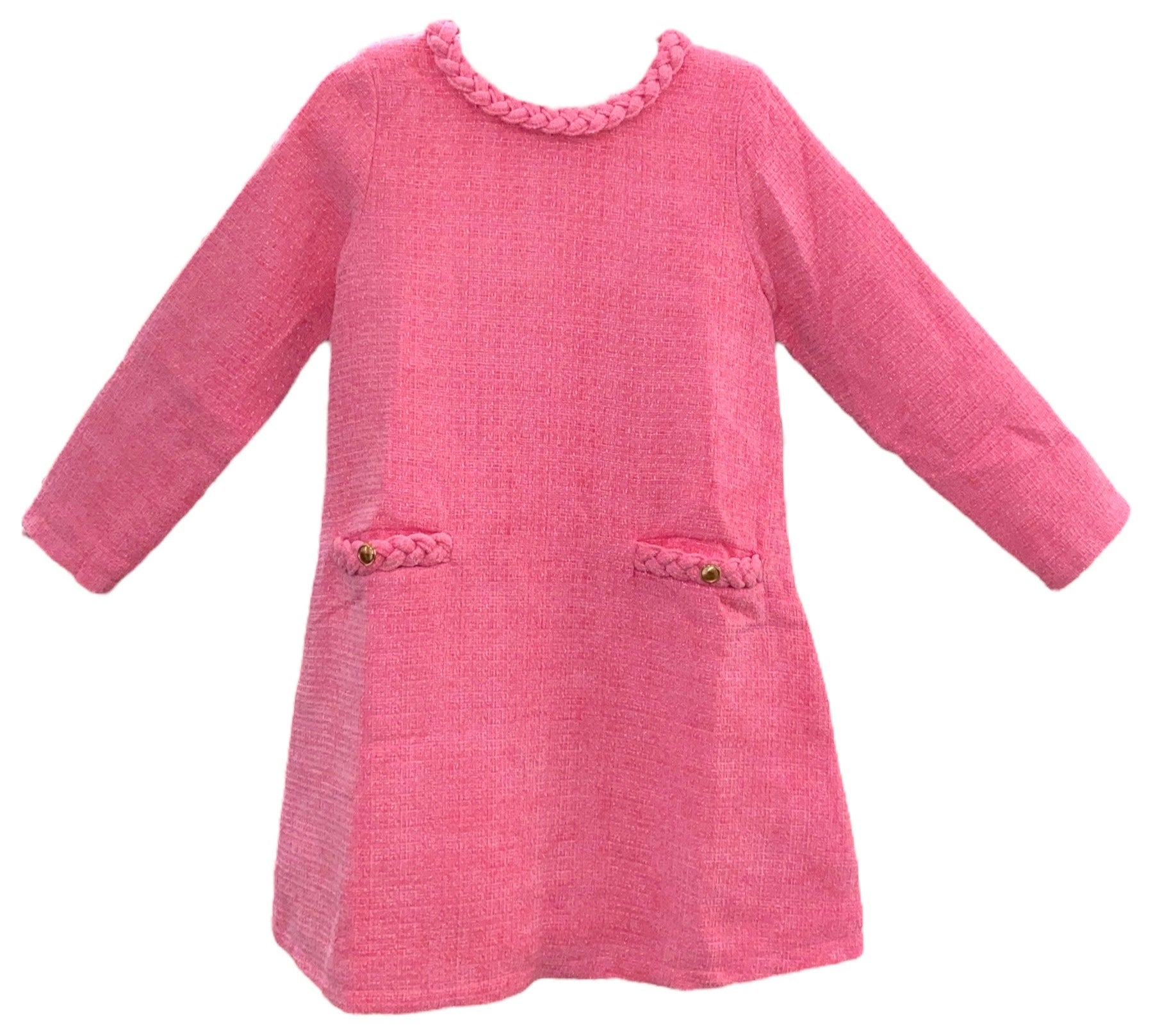 Lulu Bebe Pink TWE LS Braided Dress Audrey-PNKT 5208