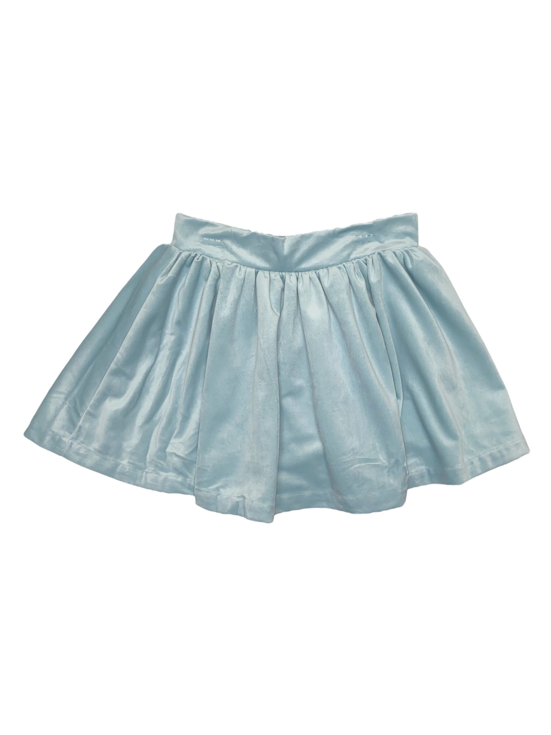 Lulu Bebe Ice Blue Velvet Skirt Sofie-IBLUVEL 5208