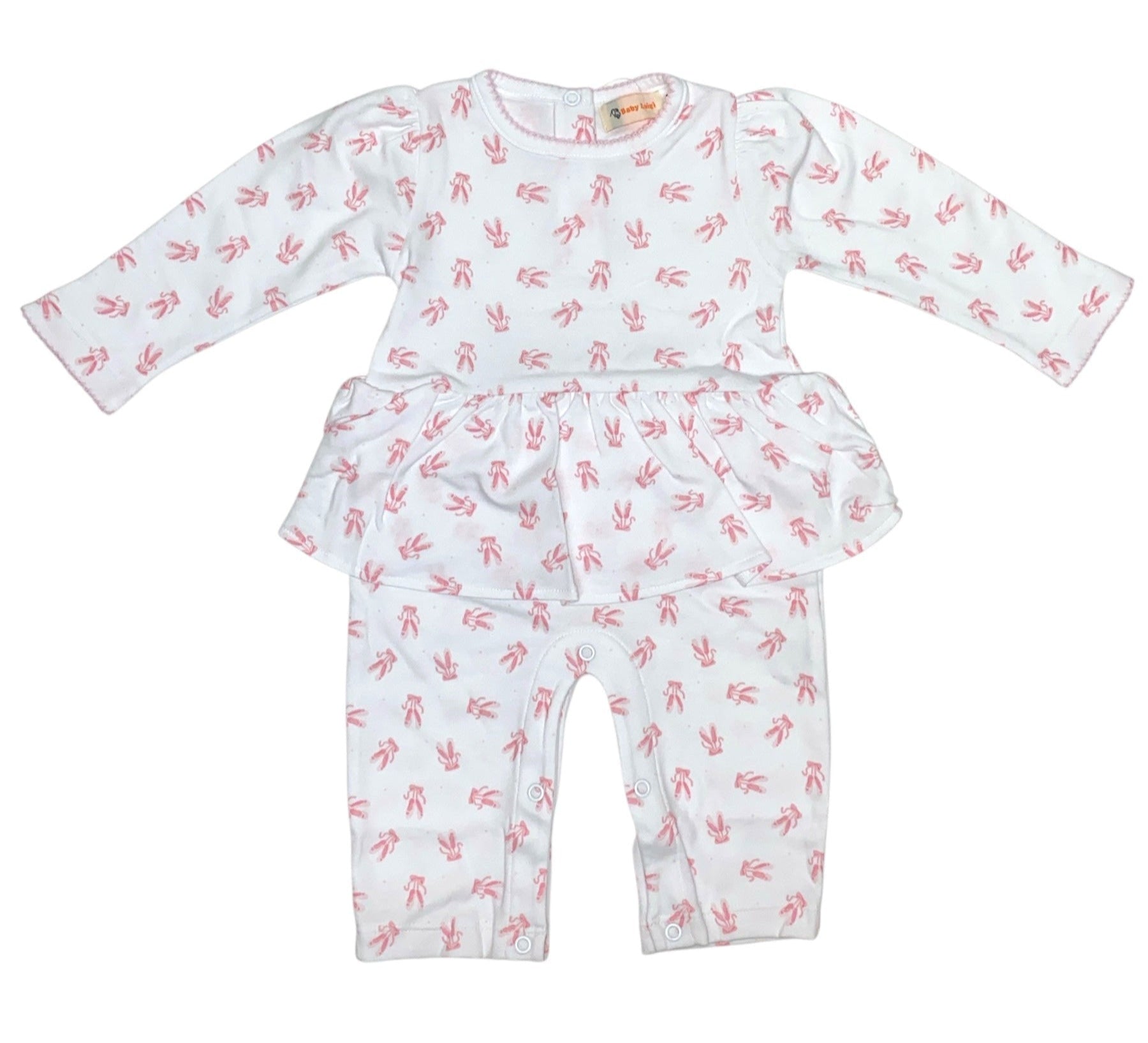 Luigi Girl Romper W/Pink Ballet Shoes Print 5209