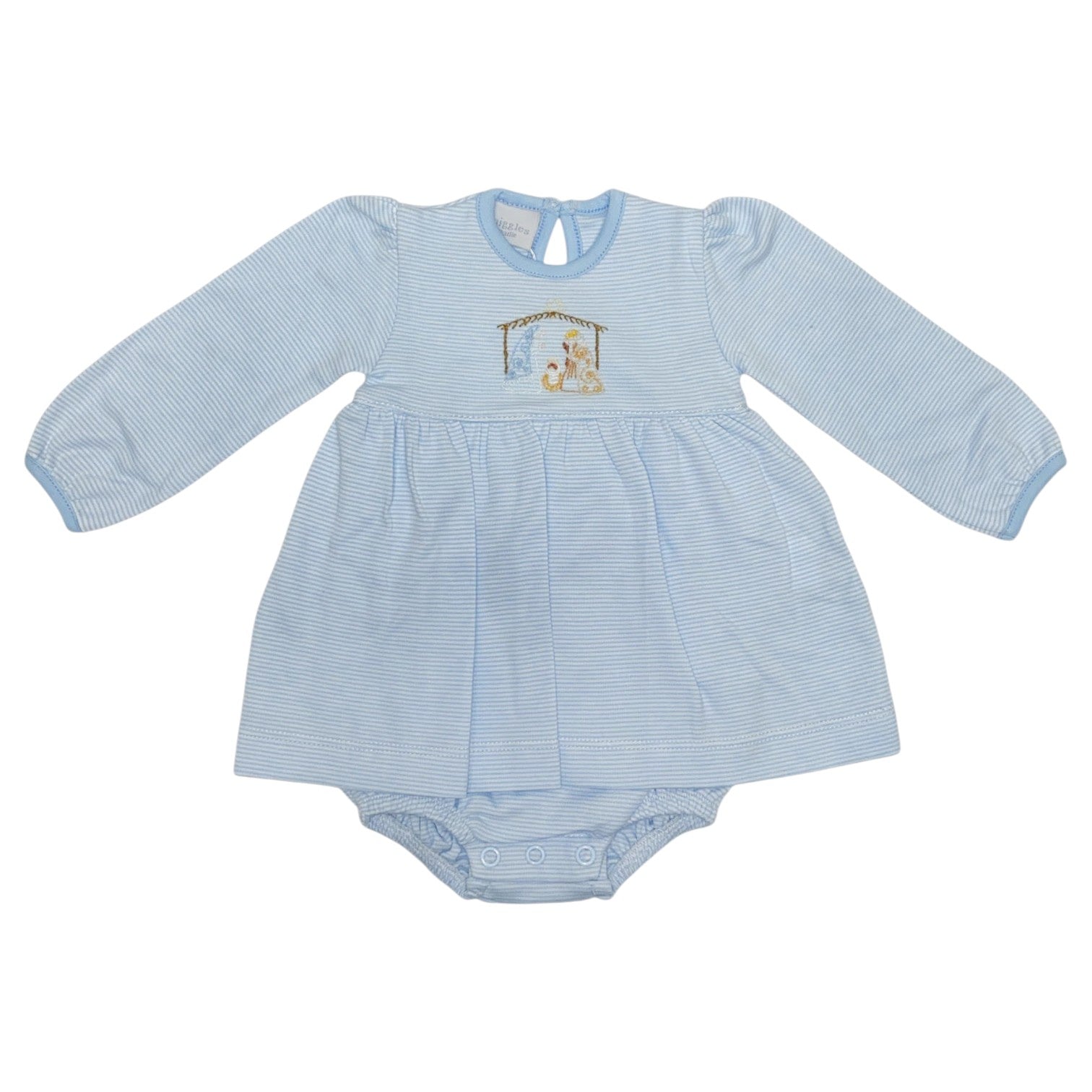 Squiggles Silent Night Onesie Dress Blue/White Stripe 217/597/55MS 5211