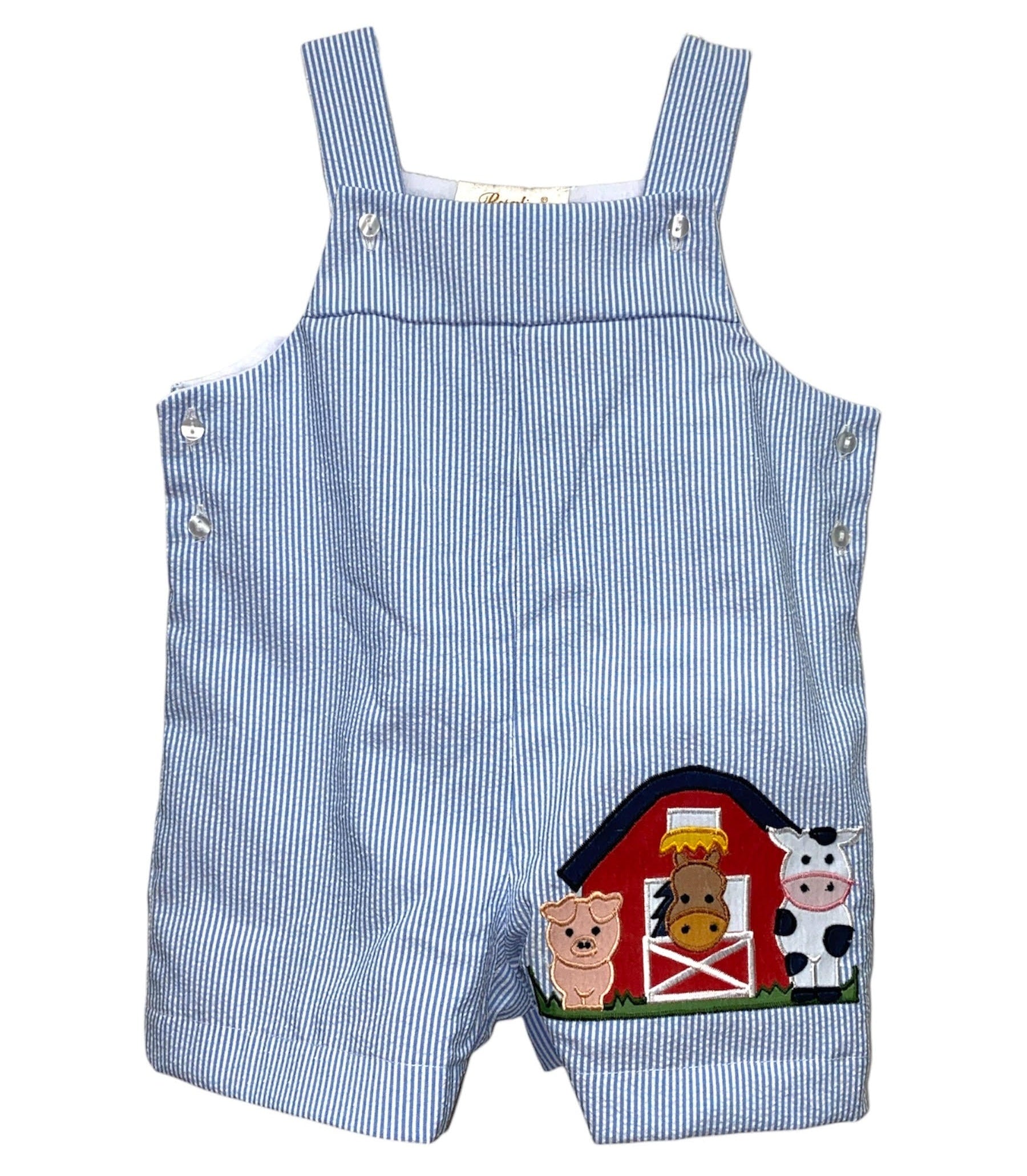 Rosalina Seersucker Romper Barn Applique10024R 5301