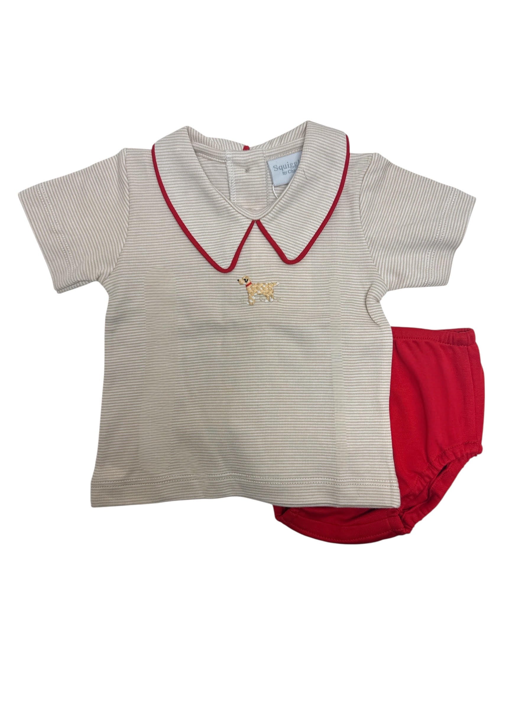 Squiggles Mini Winston S/S Diaper Set W/Pointed Collar Shirt & Bloomer 367S/M396 5301