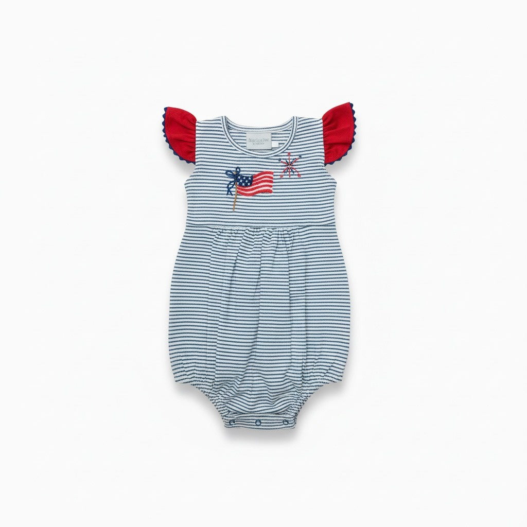 Squiggles Red, White & Bows Yoked Bubble W/Angel Wing Sleeve 239/744/0152