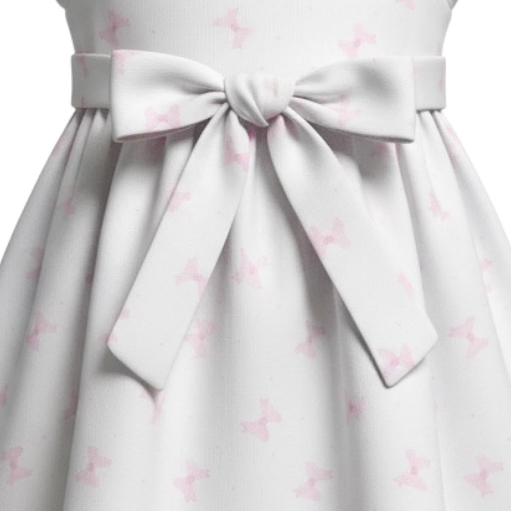 Lulu Bebe Pink Bows W/Scallop Pintuck Collar Dress GRACE-3
