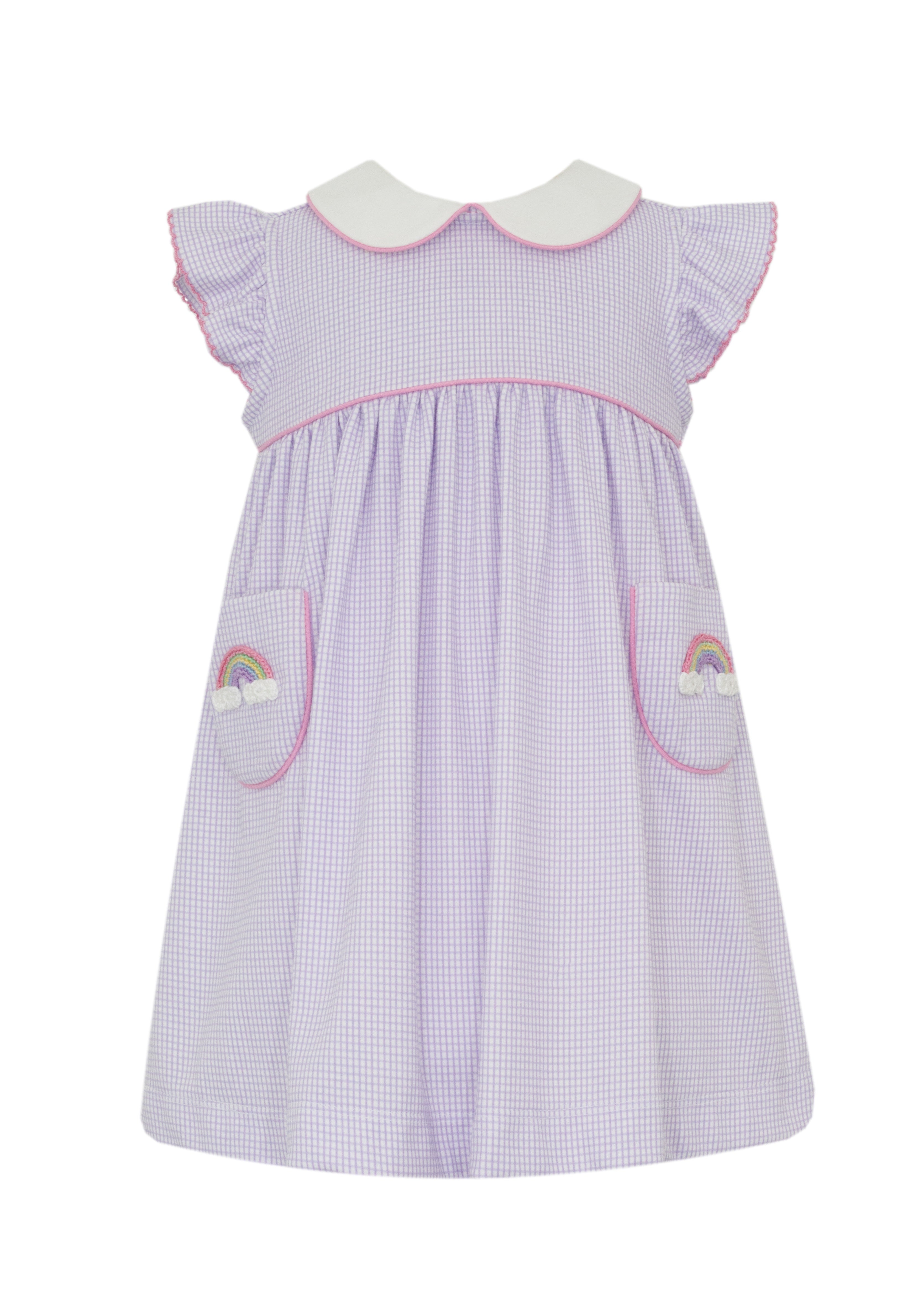Petit Bebe Rainbow Lilac Knit Gingham Sleeveless Dress 456D-MS26 5301