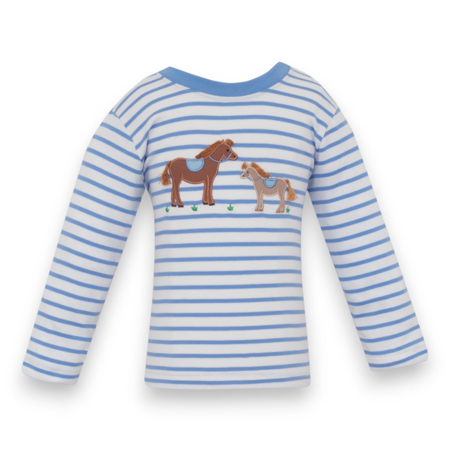 Claire & Charlie Horse's Boy's Periwinkle Blue Stripe Knit Boy's T-Shirt L/S 5009PL-CF26 5308