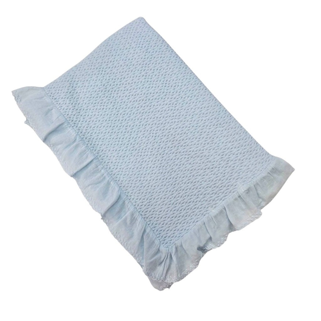 A Soft Idea Stonewashed Puckered Blanket W/Dotted Swiss Ruffle 5207