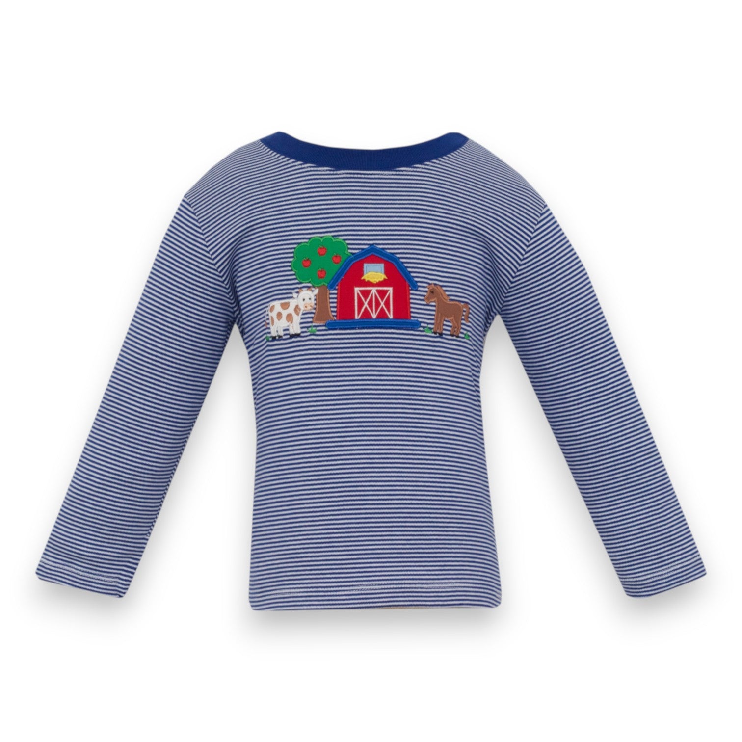 Claire & Charlie Farm Navy Blue Knit Stripe Boy's T-Shirt L/S 5067PL-CF26 5308