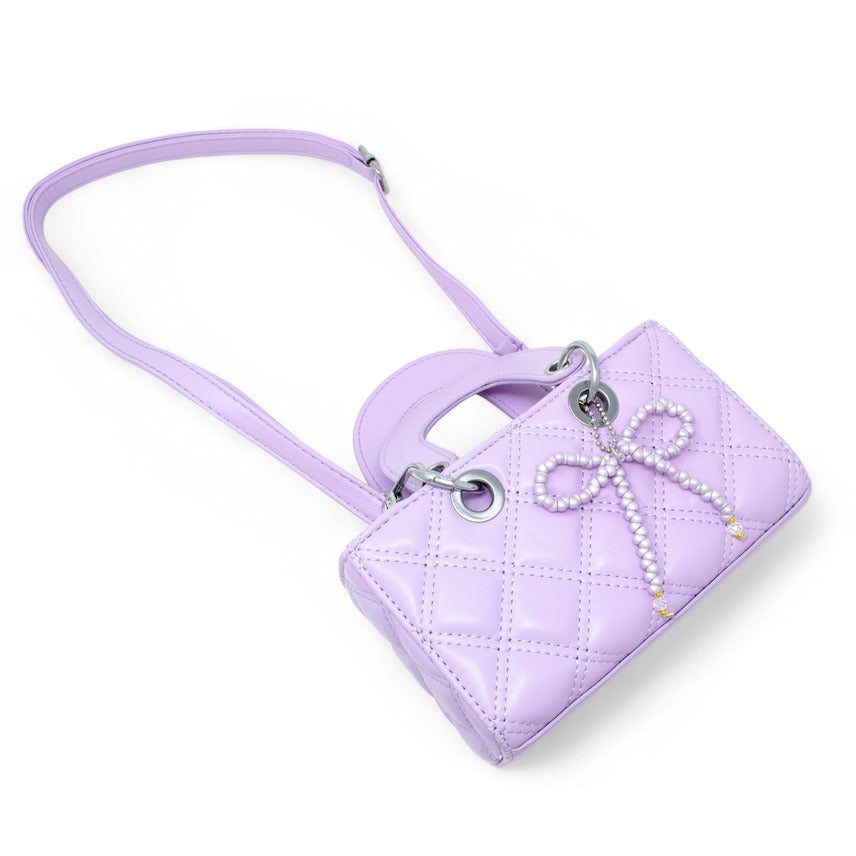 Tiny Treats Quilted Rectangle Bow Charm Handbag