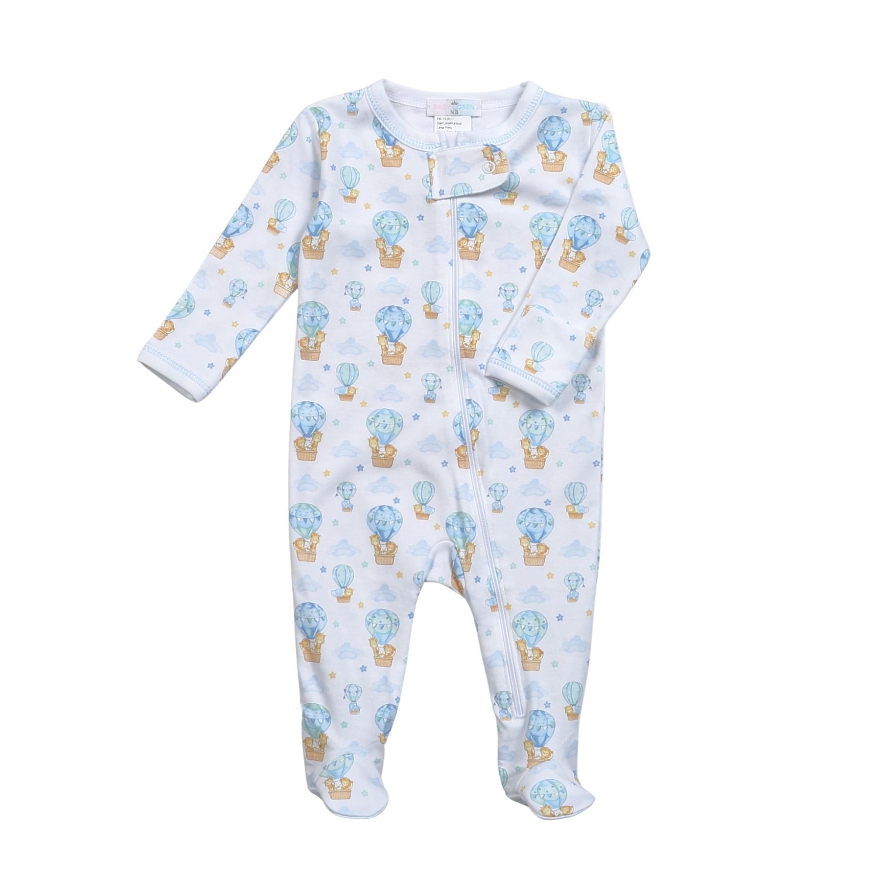 Baby Loren Air Balloons Pima Zipper Footie 5107