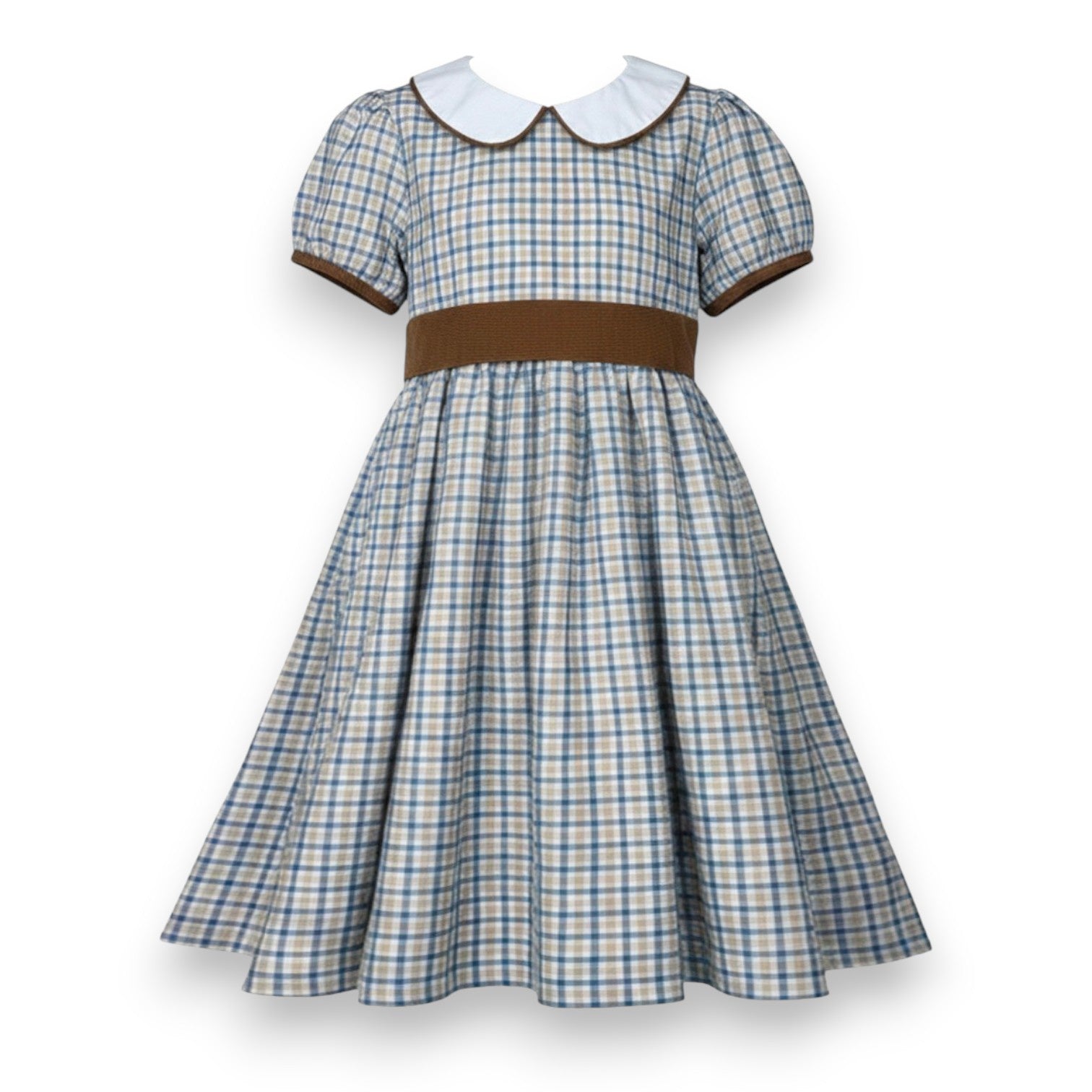 Ishtex Blue/Khaki Plaid Dress 6F123