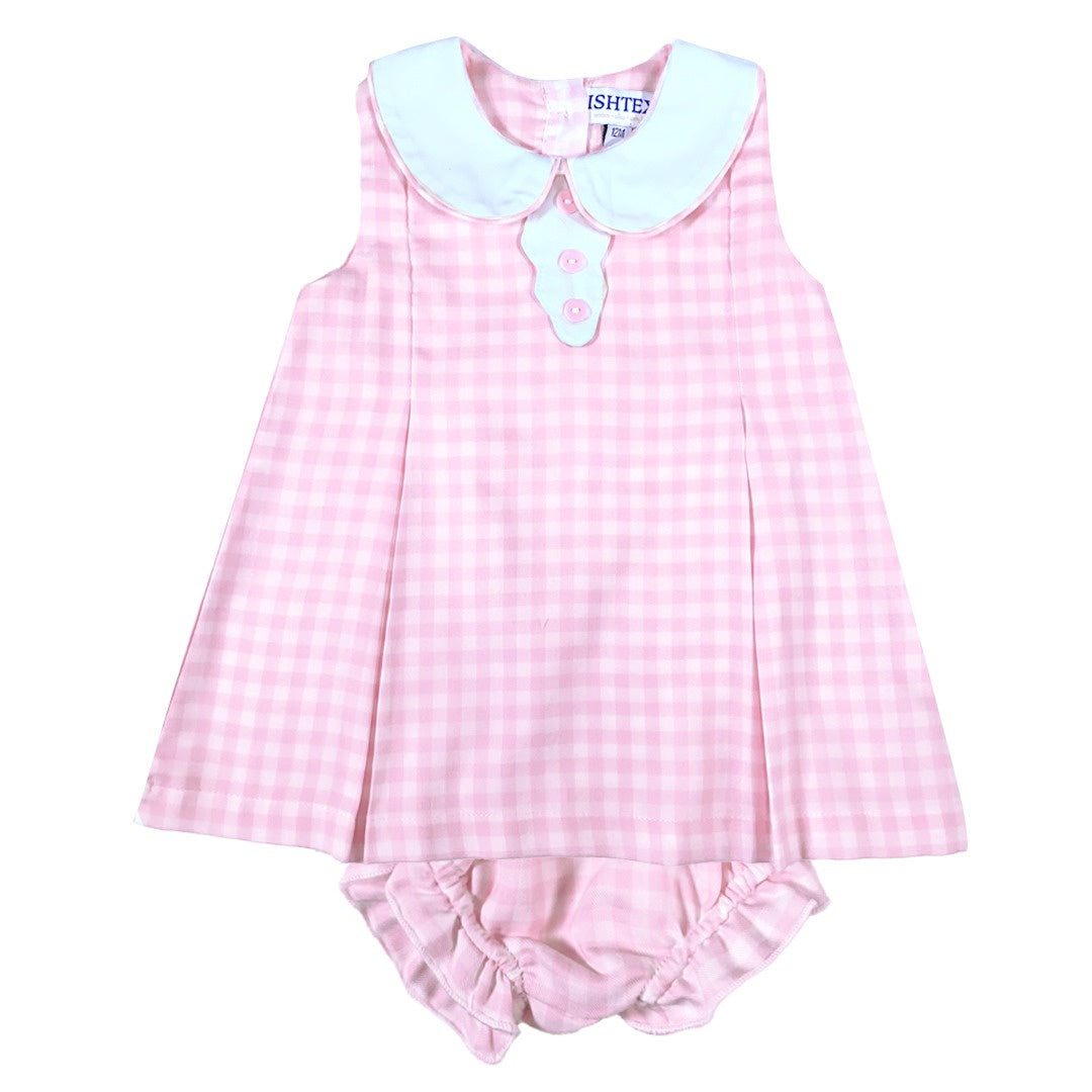 baby girl pink gingham dress NADINE