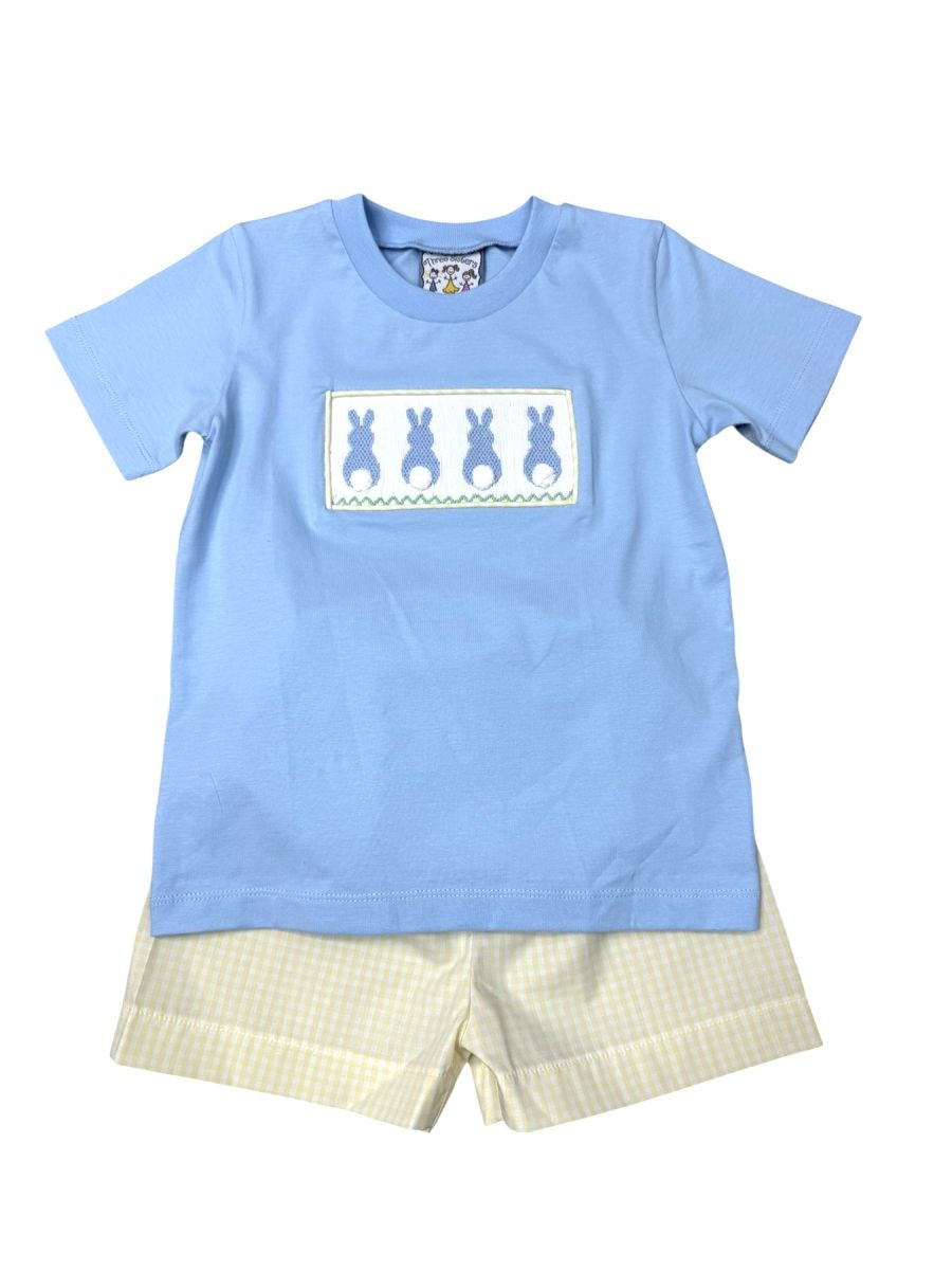 Three Sisters Bunny Hop Smocked Boys Short Set 703 5301