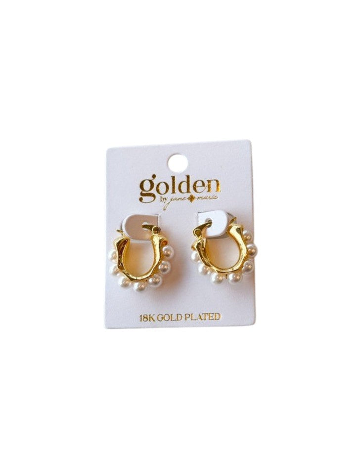 Jane Marie Gold Huggie Earring with Pearls