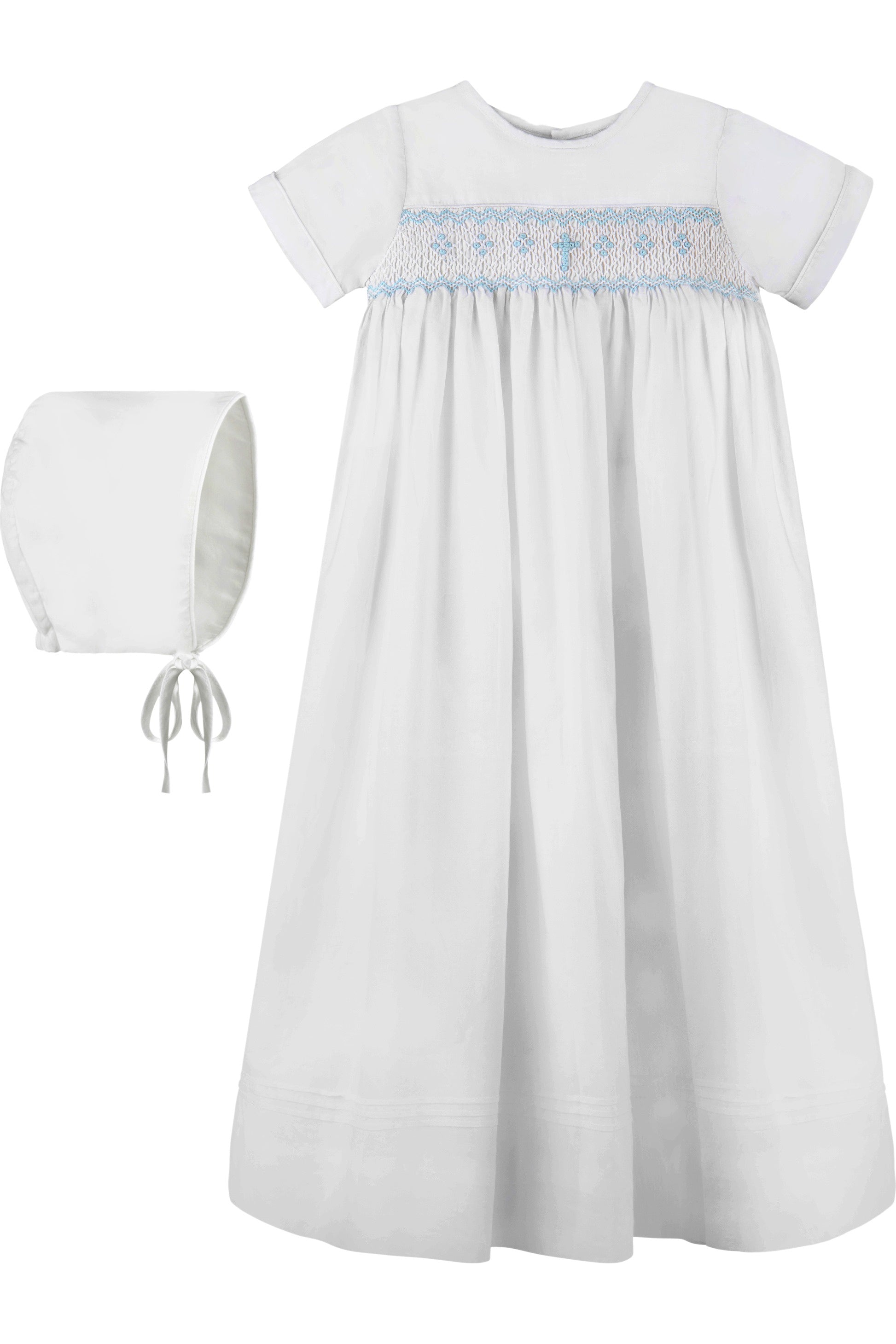 Carriage Boutique Long Bullion Cross Boy Christening Gown W/Bonnet 74154 5203
