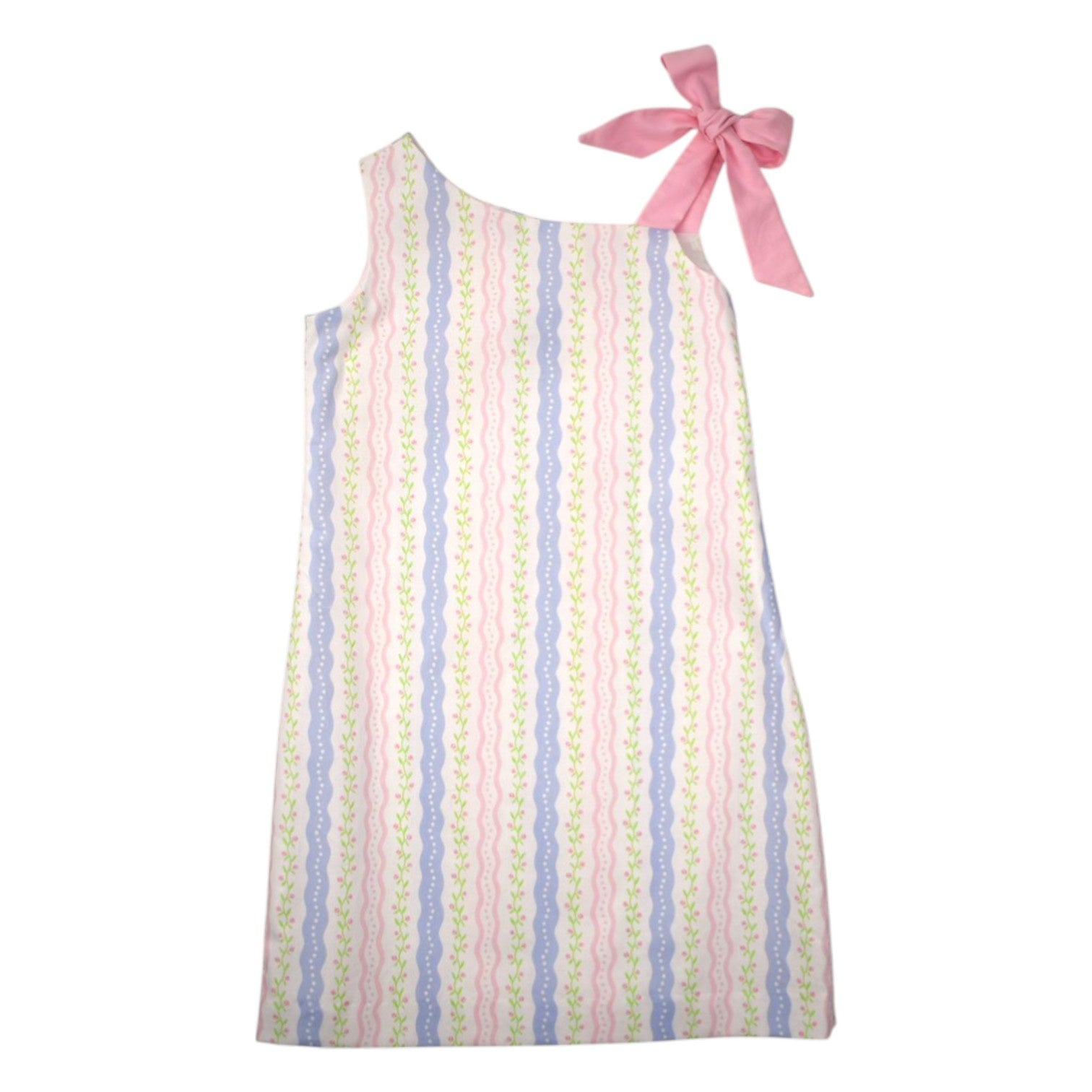 Maggie Breen One Shoulder Bow Dress Stripe Floral 78461 5301