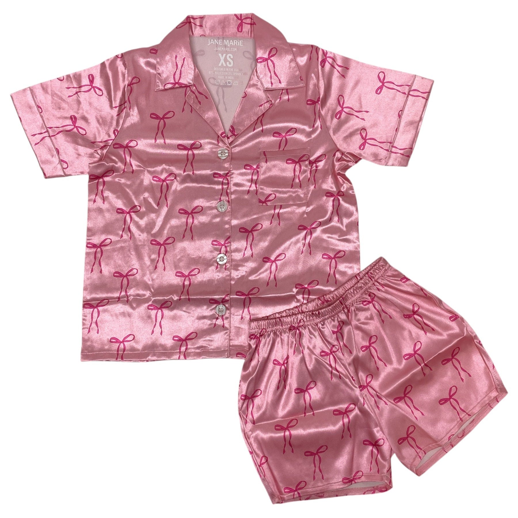 Jane Marie Silky Satin Short Sleeve PJ Set
