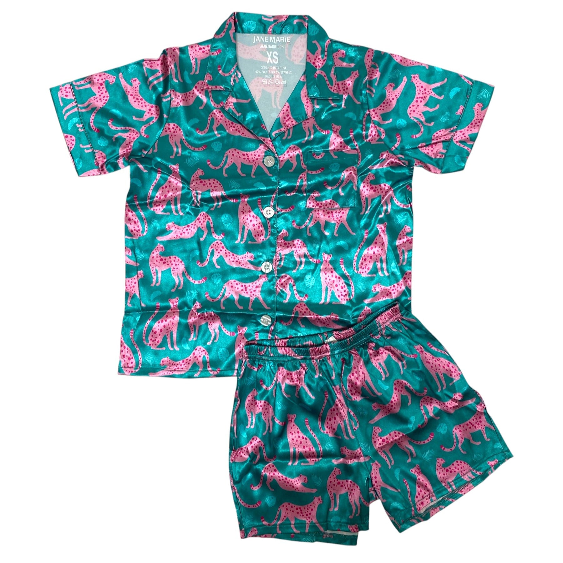Jane Marie Silky Satin Short Sleeve PJ Set