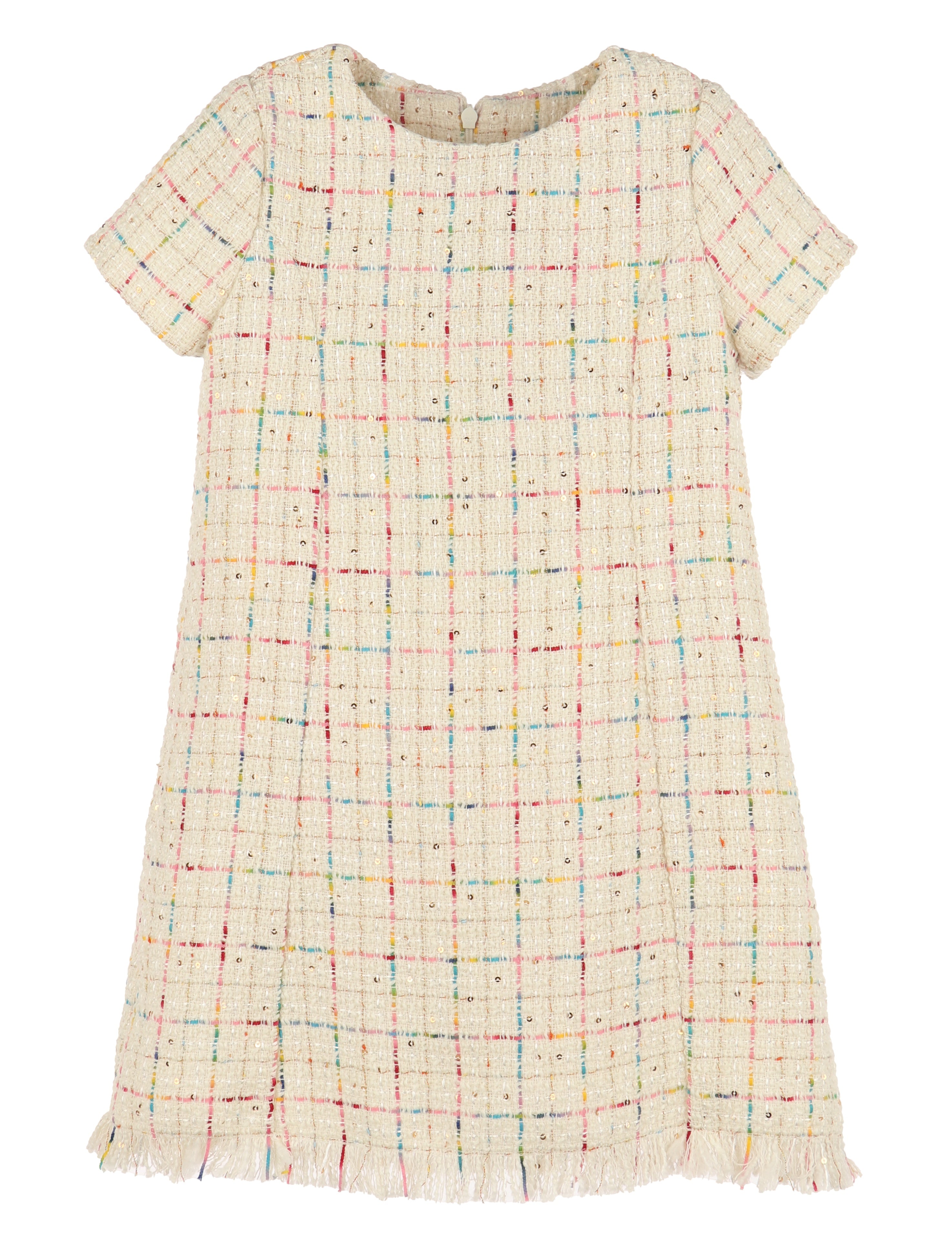 Luli & Me Tweed Princess Dress Ivory 8865-IV 5209