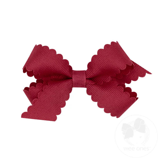 Wee Ones Mini Grosgrain Hair Bow w/ Scalloped Edge